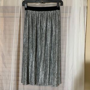 S silver pleated midi skirt